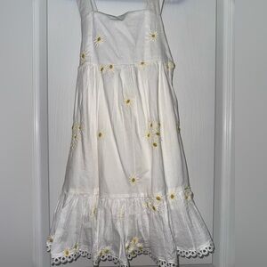 Rare Editions White Dress with Yellow Floral Accents